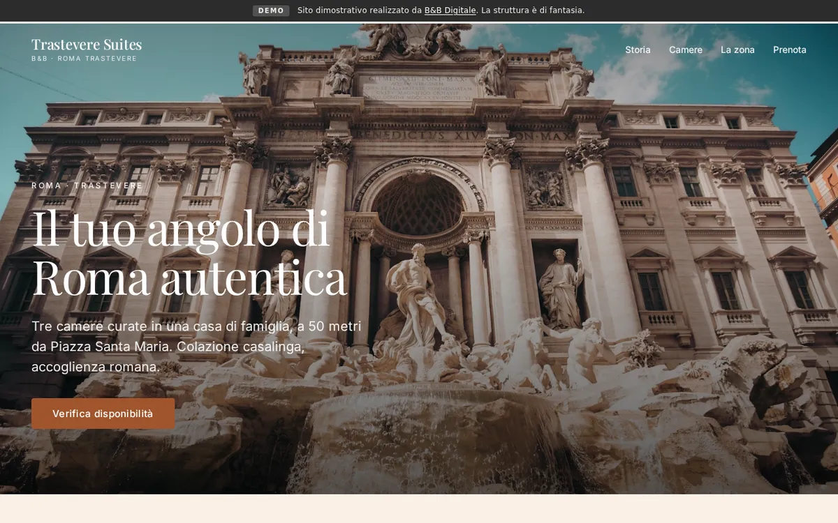 Anteprima desktop del sito Trastevere Suites