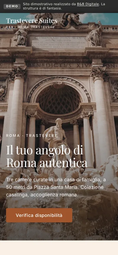Anteprima mobile del sito Trastevere Suites