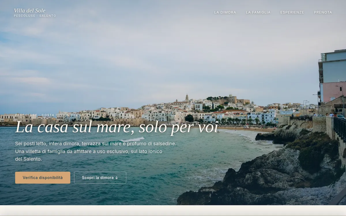 Anteprima desktop del sito Villa del Sole