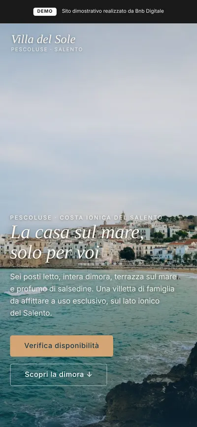 Anteprima mobile del sito Villa del Sole
